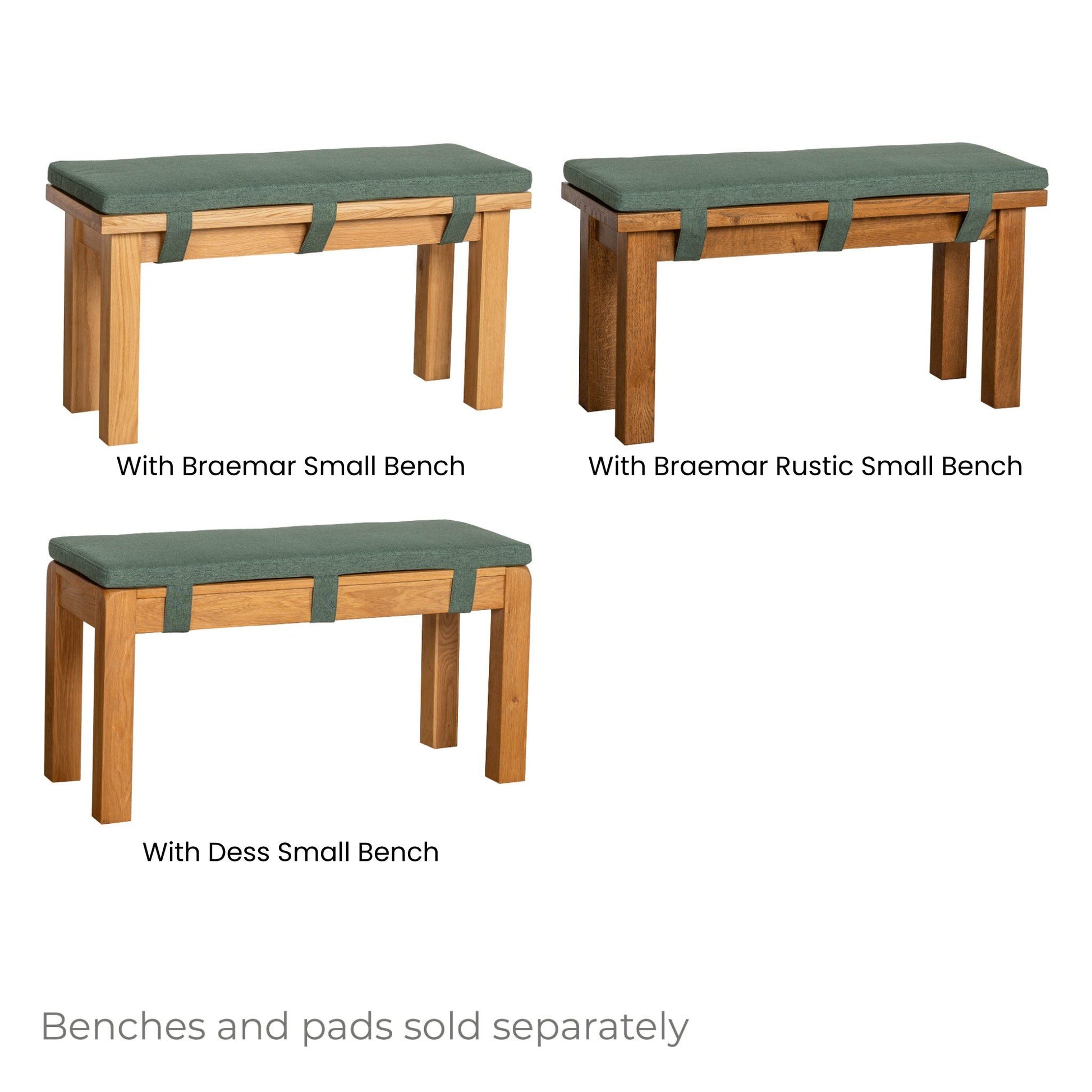 Inver 90cm Small Bench Pad Green with small benches