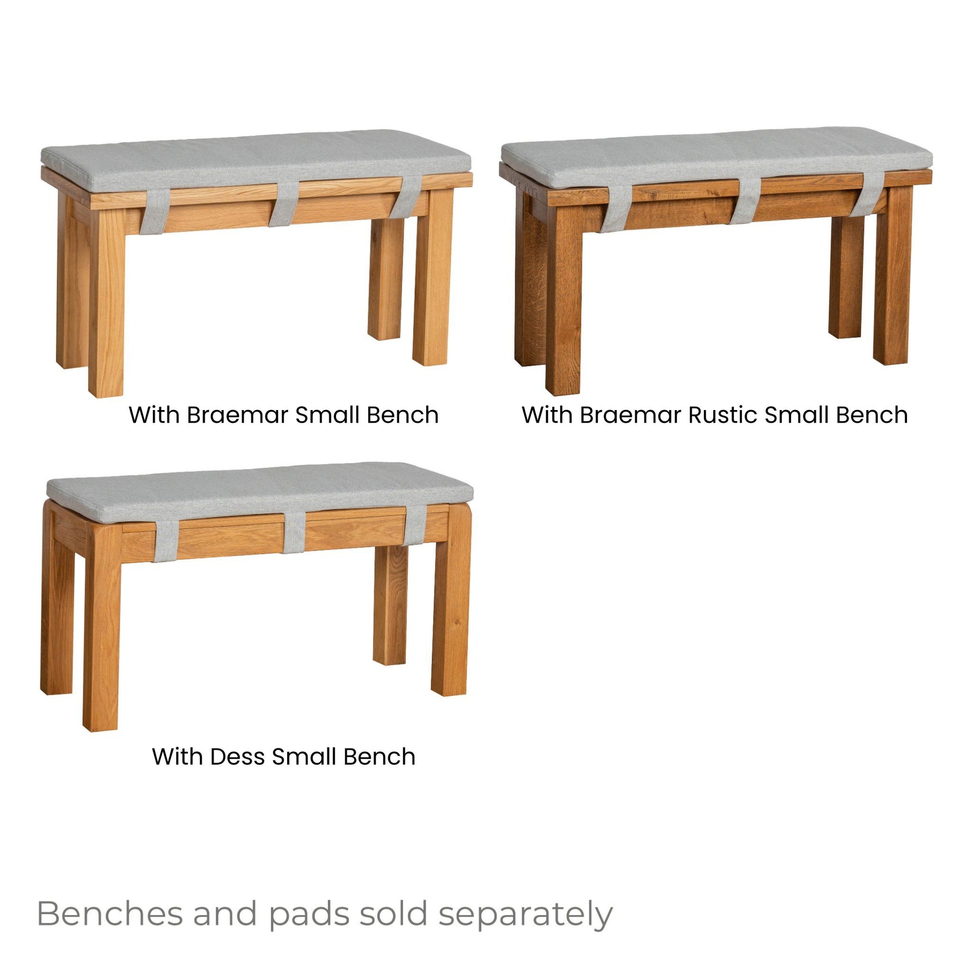 Inver 90cm Small Bench Pad Light Grey with small benches