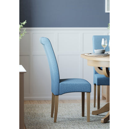 Inver Dining Chair Oak Blue side view