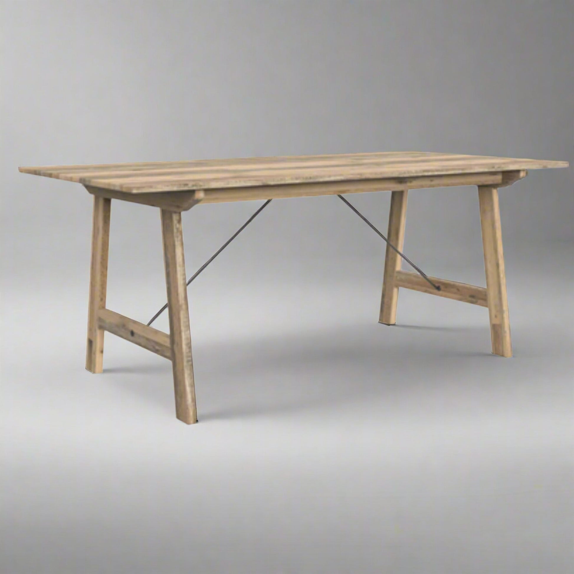 Keswick 6 Seater Dining Table Pine Steel in studio