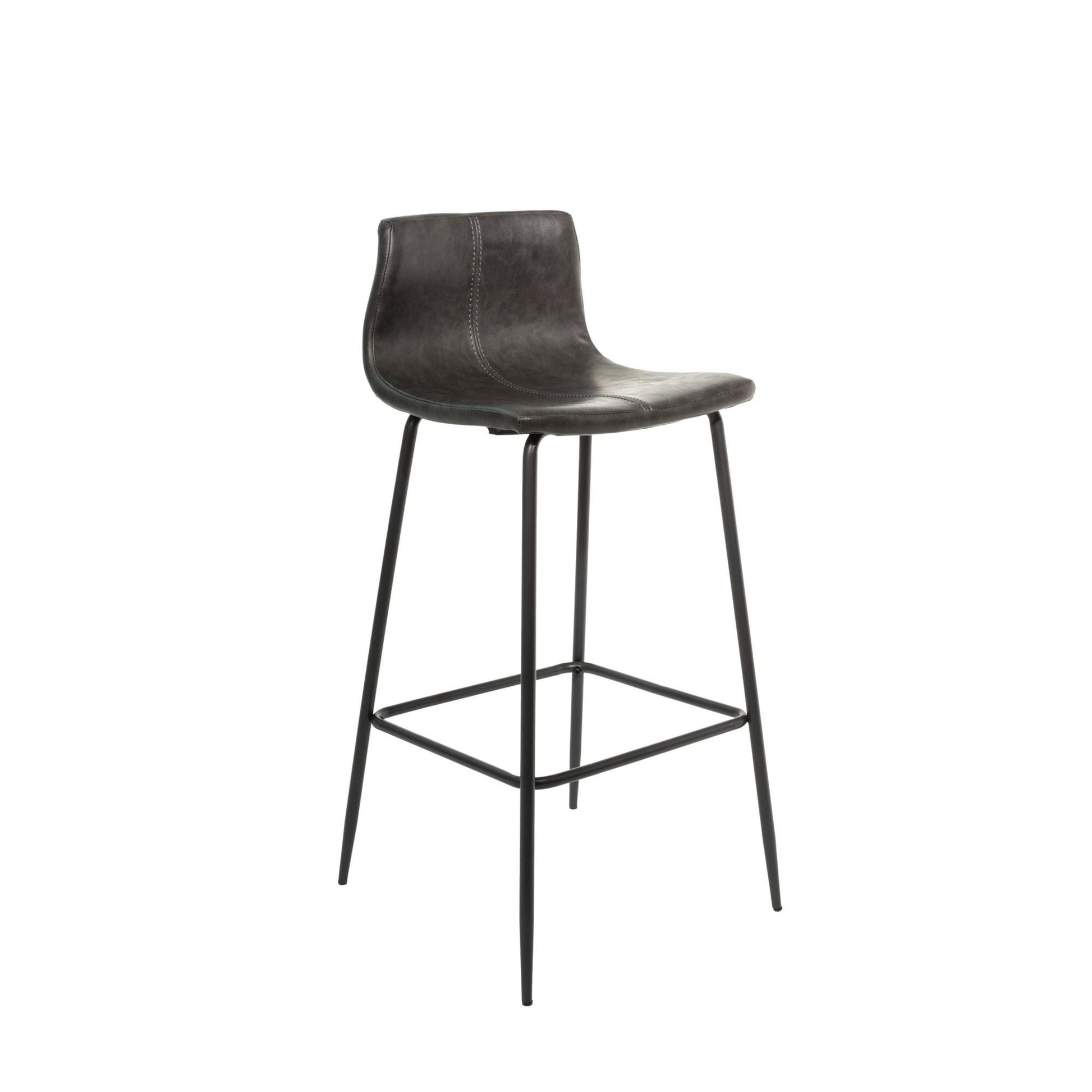 Livorno Bar Stool Vegan Leather Steel Grey