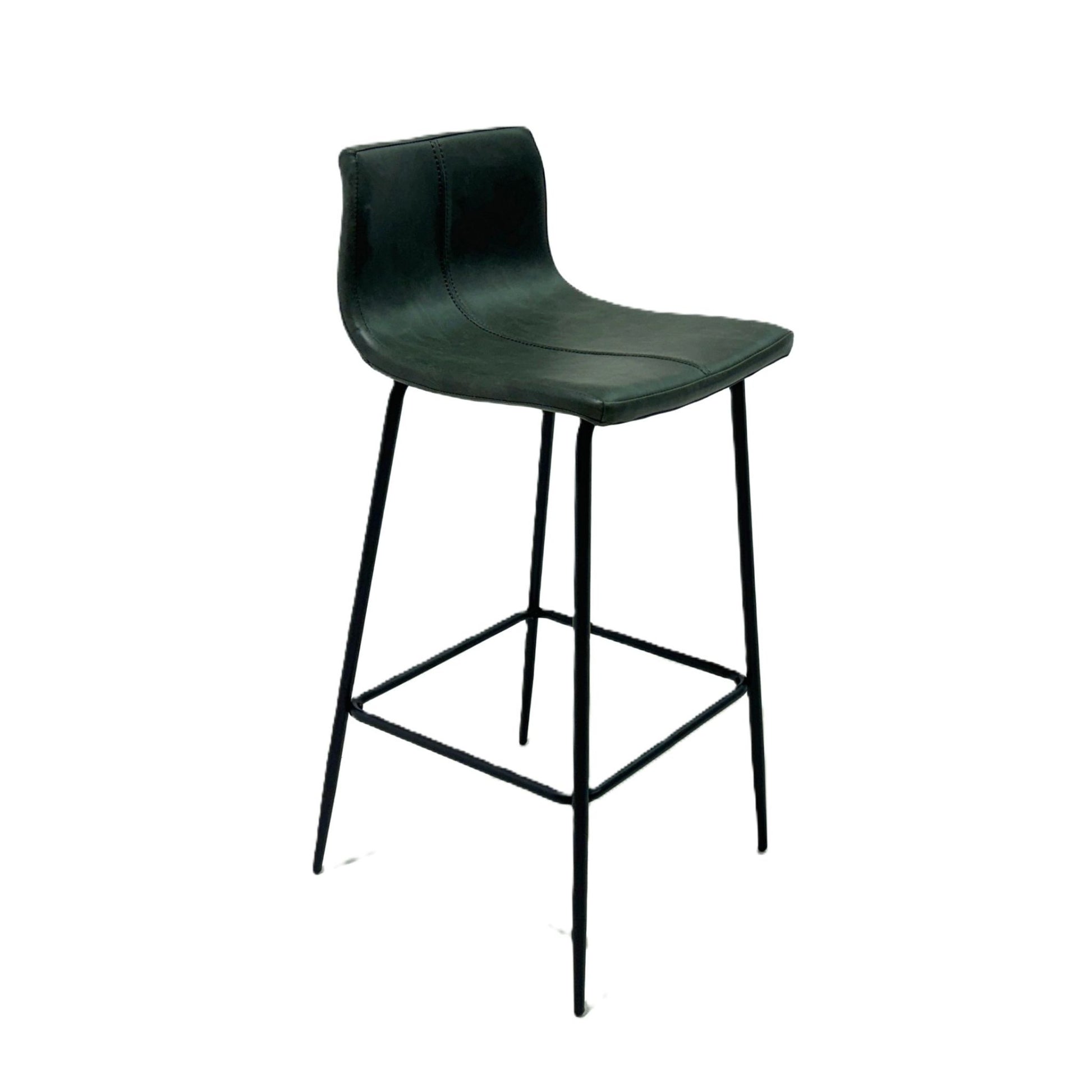 Livorno Bar Stool Vegan Leather Steel Forest Green