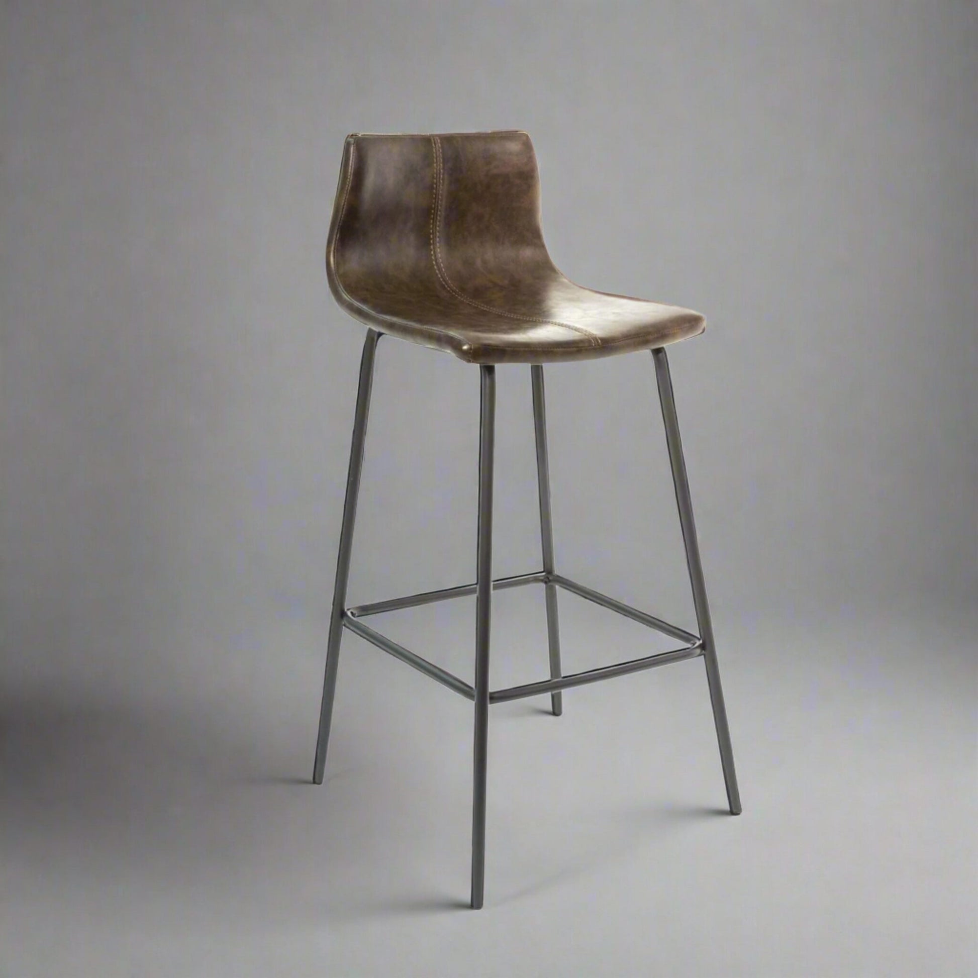 Livorno Bar Stool Vegan Leather Steel Chestnut in studio