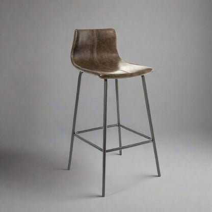 Livorno Bar Stool Vegan Leather Steel Chestnut in studio
