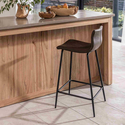 Livorno Counter Stool Vegan Leather Steel Chestnut at counter