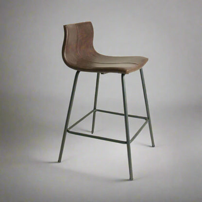 Livorno Counter Stool Vegan Leather Steel Chestnut in studio