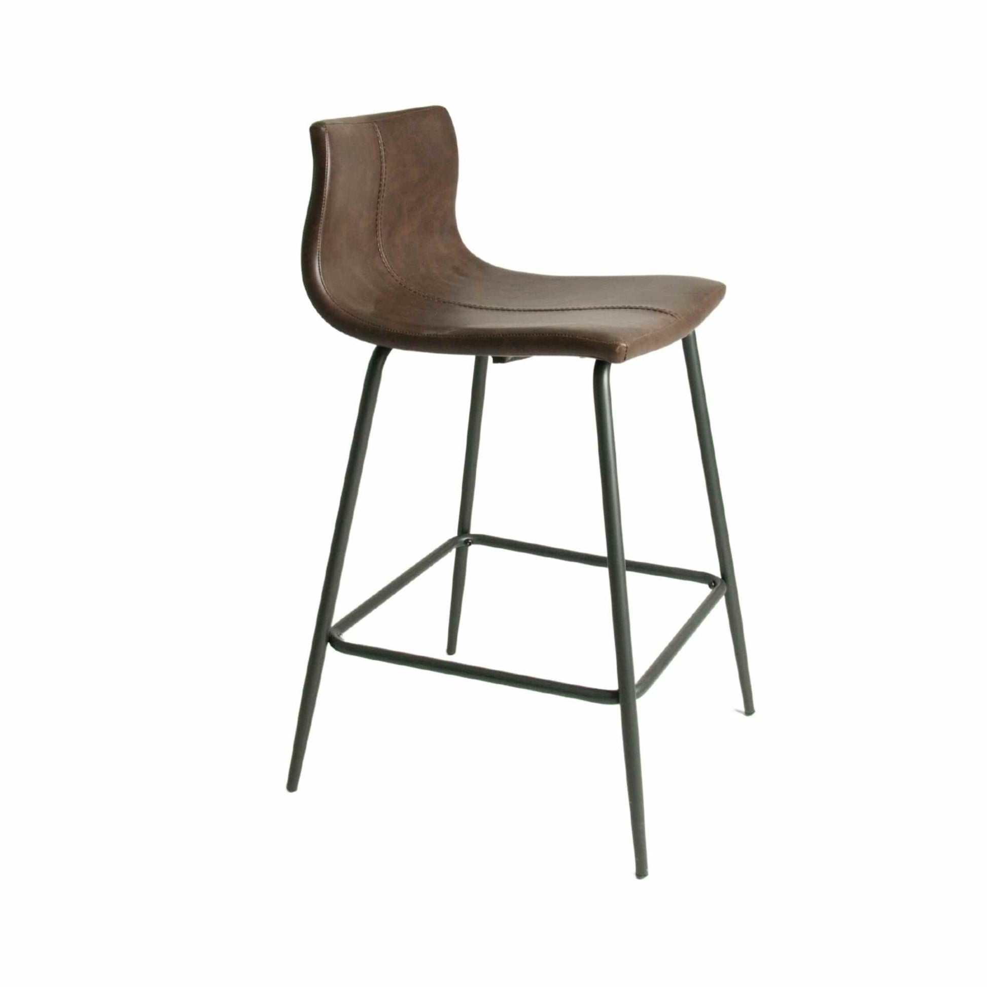 Livorno Counter Stool Vegan Leather Steel Chestnut