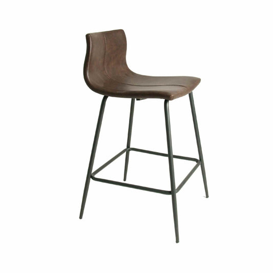 Livorno Counter Stool Vegan Leather Steel Chestnut