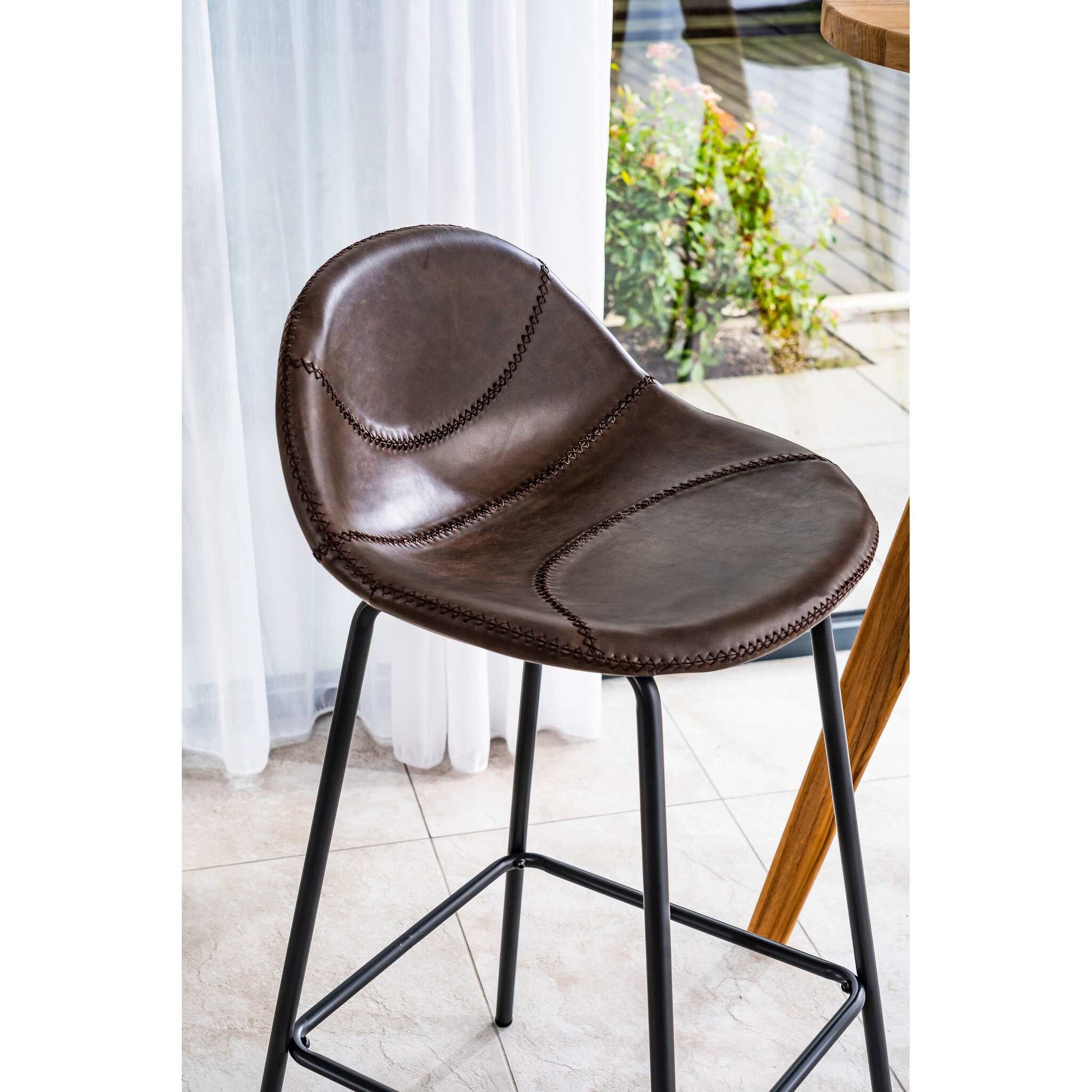 Lucca Bar Stool Vegan Leather Steel Chestnut