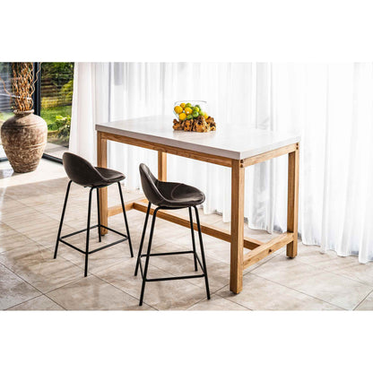 Lucca Counter Stools Vegan Leather Steel Chestnut at counter