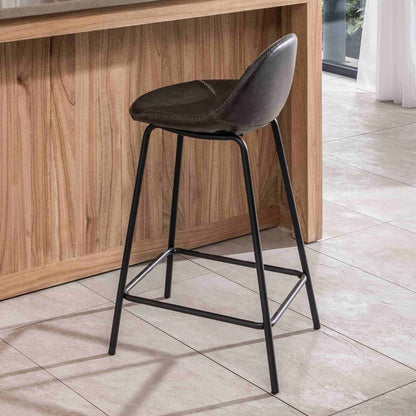Lucca Counter Stool Vegan Leather Steel Chestnut at counter