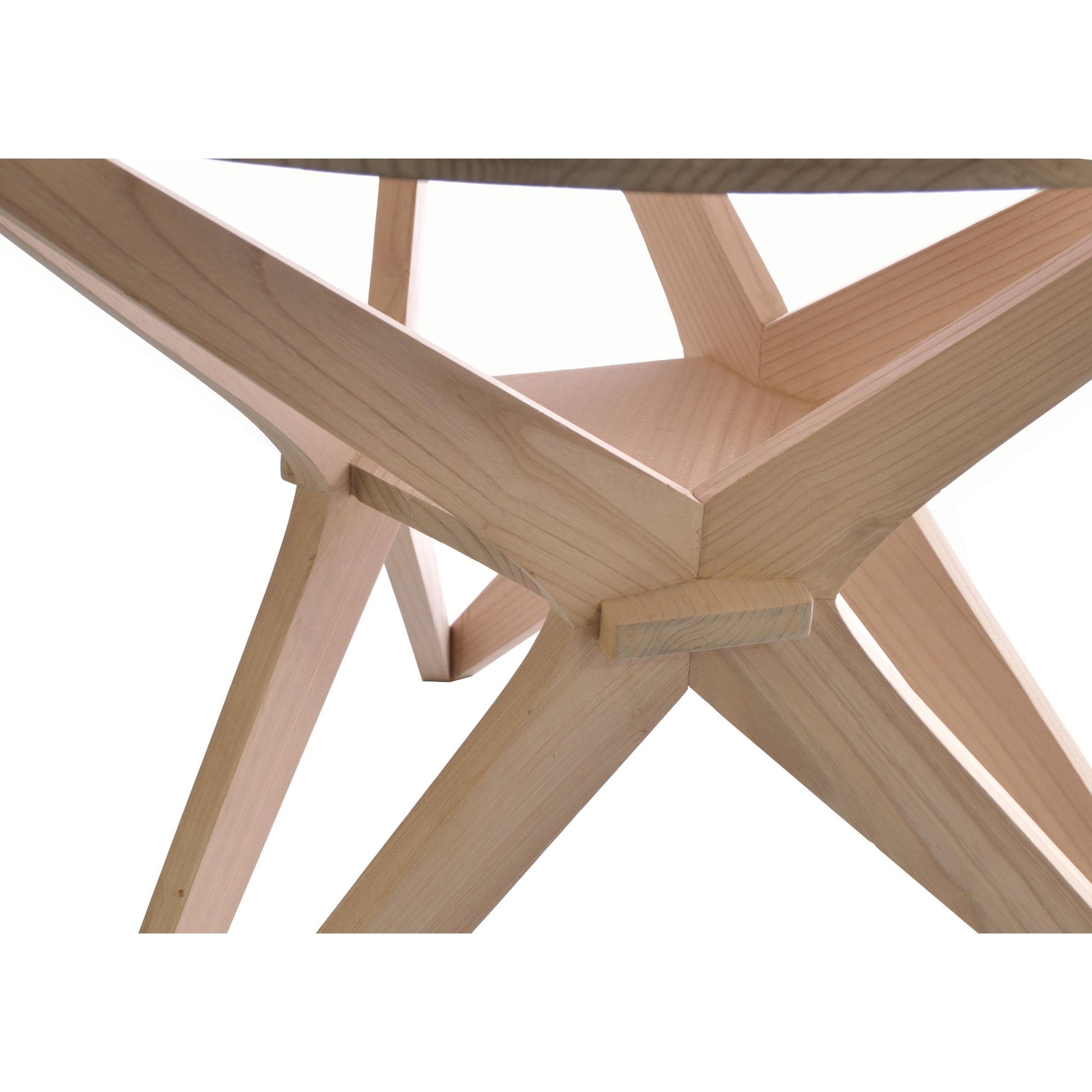 Malmo 4 Seater Round Dining Table Sungkai Wood Scandinavian style star shaped base detail