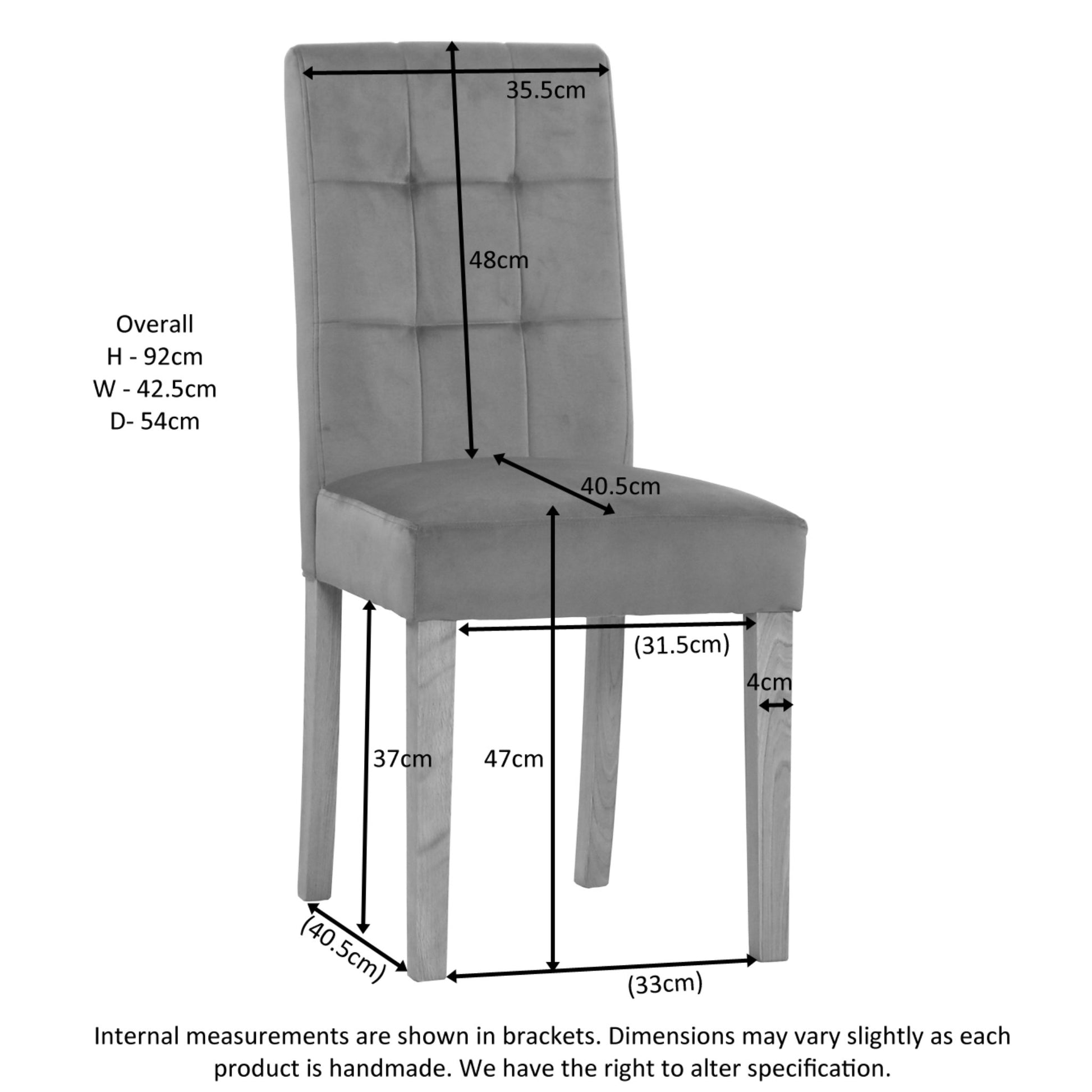 Mar Dining Chair Oak dimensions