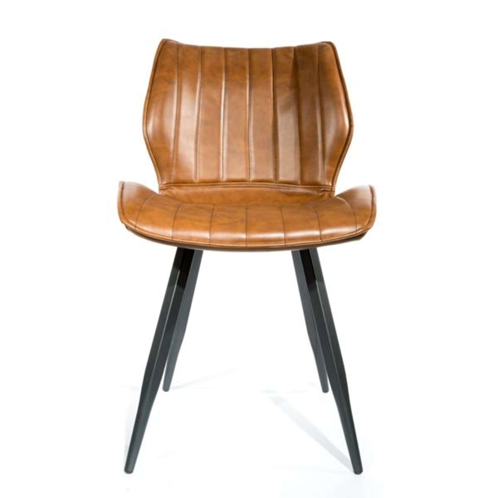 Modena Dining Chair Vegan Leather Steel Tan front