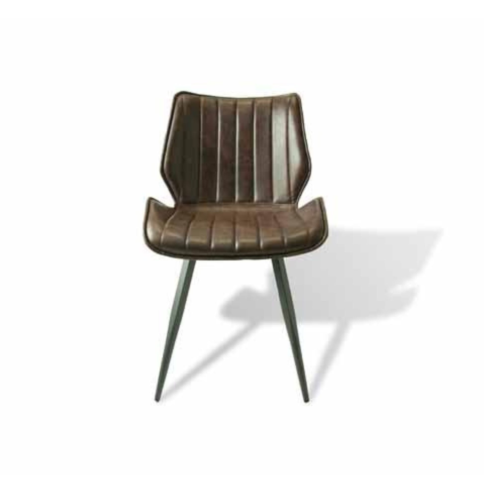 Modena Dining Chair Vegan Leather Steel Chestnut front