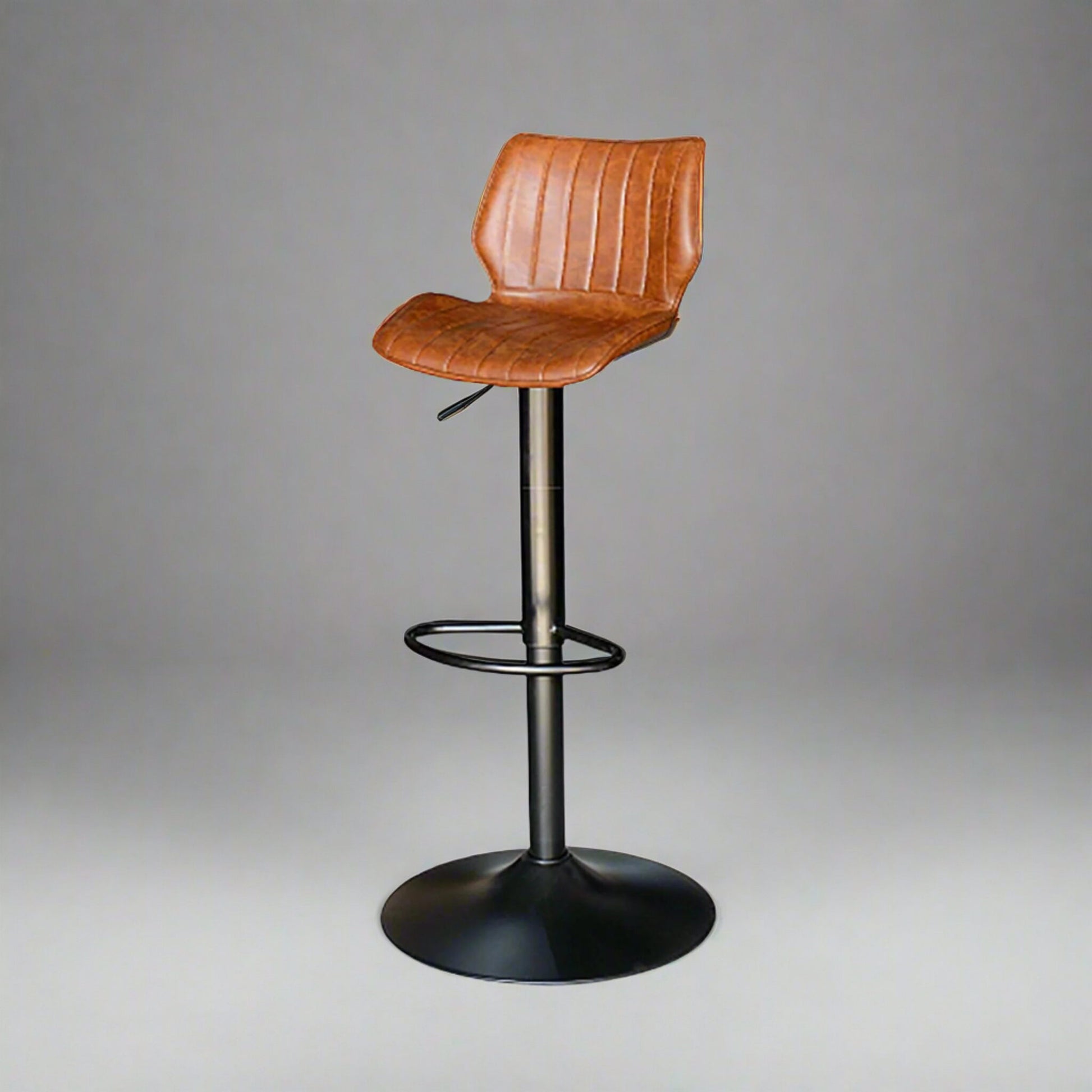 Modena Gas Lift Height Adjustable Stool Vegan Leather Steel Tan