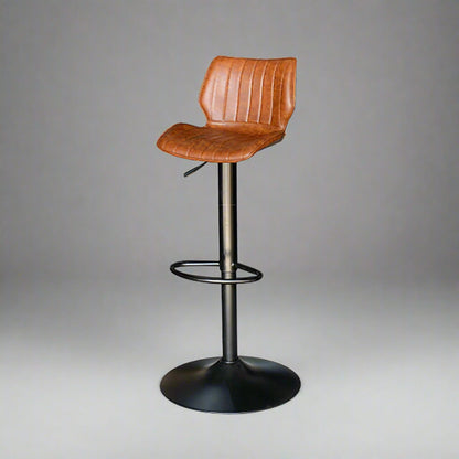 Modena Gas Lift Height Adjustable Stool Vegan Leather Steel Tan