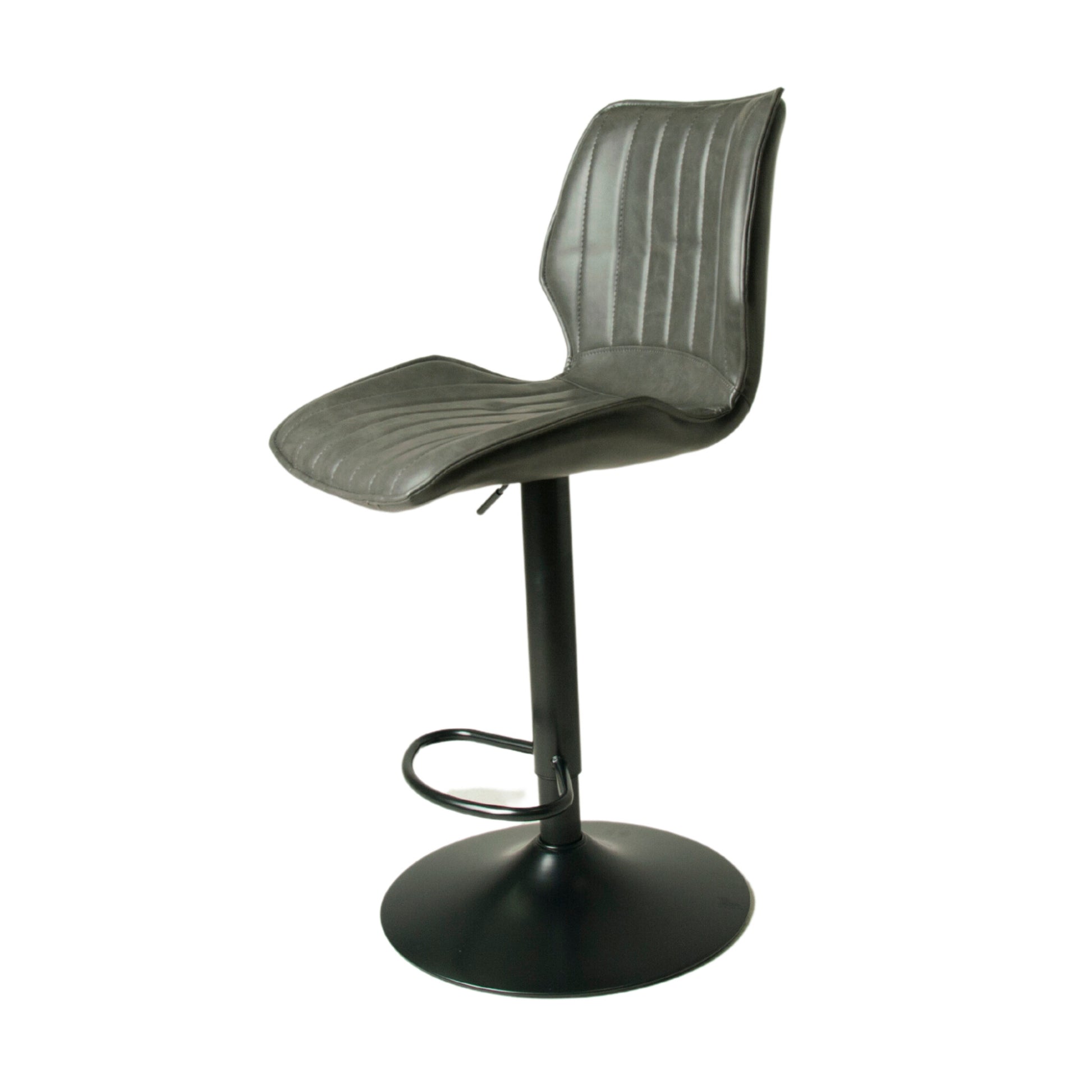 Modena Gas Lift Height Adjustable Stool Vegan Leather Steel Grey