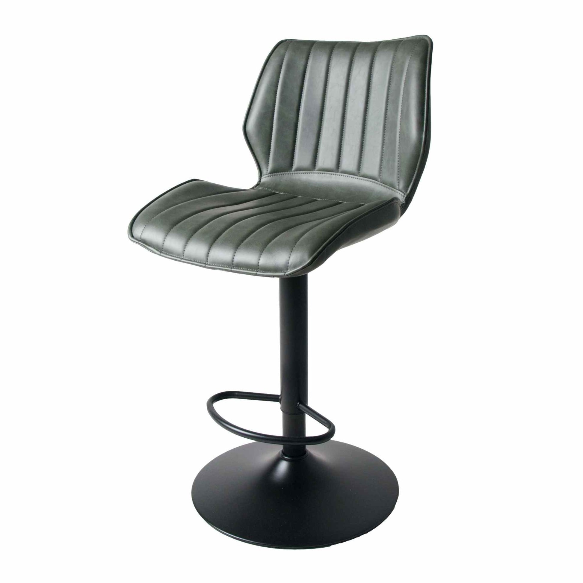 Modena Gas Lift Height Adjustable Stool Vegan Leather Steel Forest Green