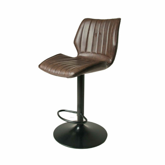 Modena Gas Lift Height Adjustable Stool Vegan Leather Steel Chestnut