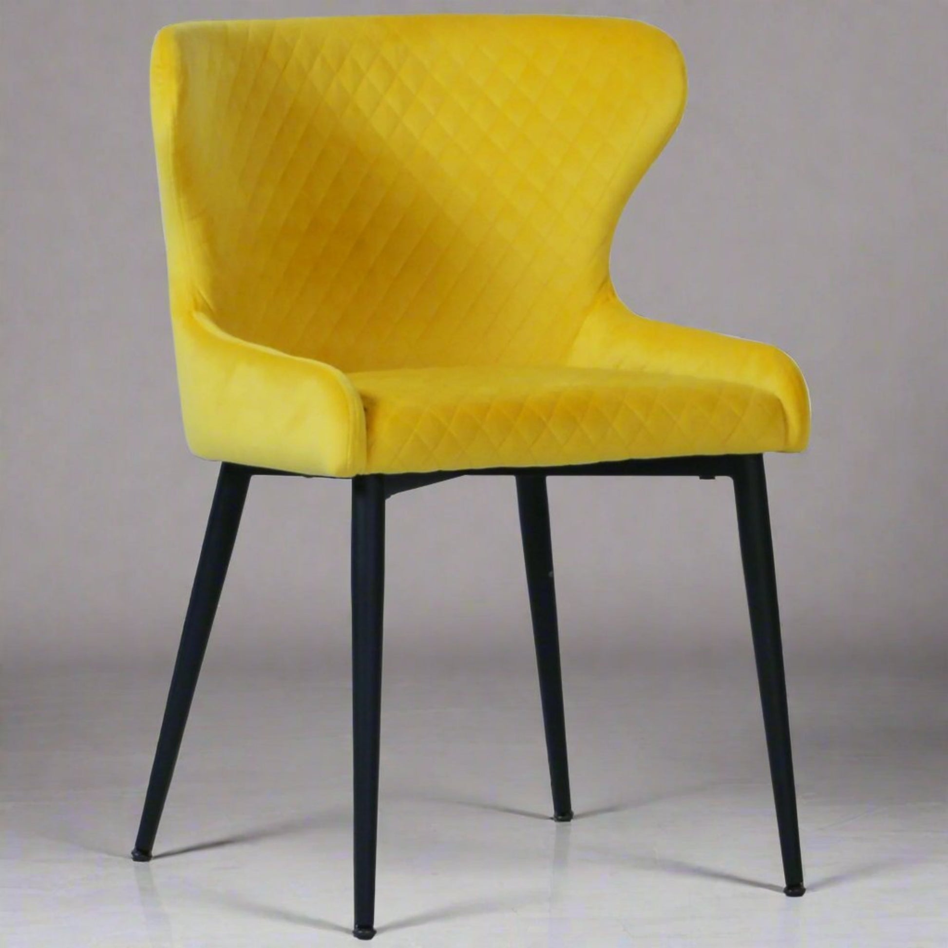 Parkmore Dining Chair Yellow Velvet in studio