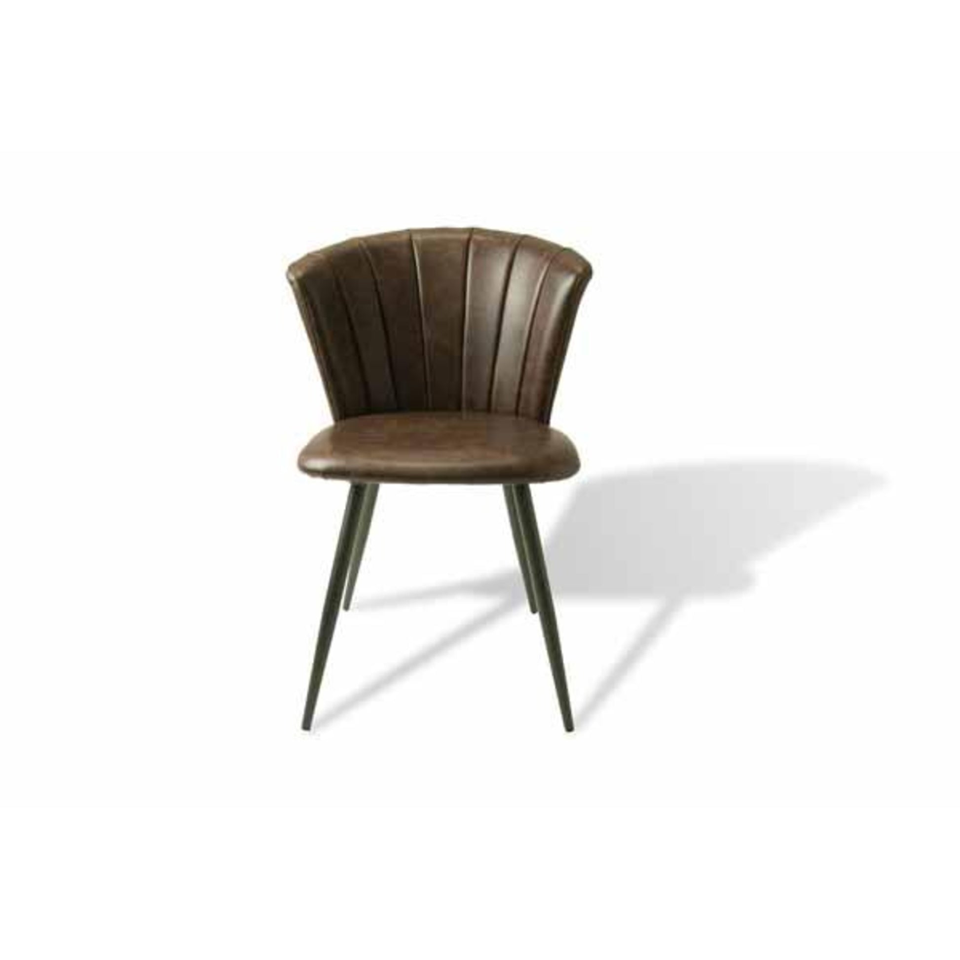 Rome Dining Chair Vegan Leather Steel Chestnut front