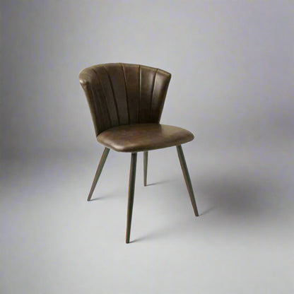 Rome Dining Chair Vegan Leather Steel Chestnut in studio