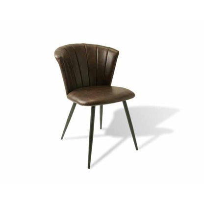 Rome Dining Chair Vegan Leather Steel Chestnut