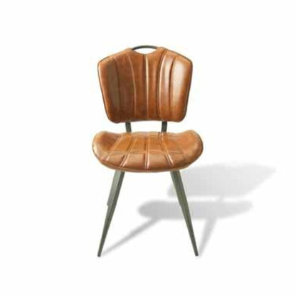 Turin Dining Chair Vegan Leather Steel Tan front