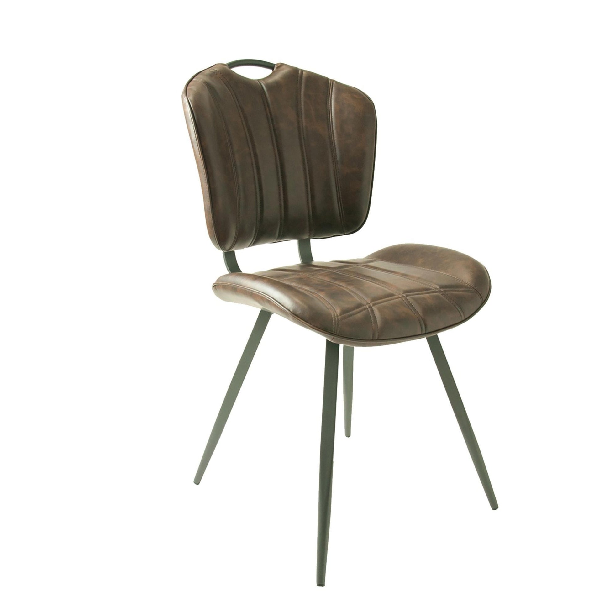 Turin Dining Chair Vegan Leather Steel Chestnut