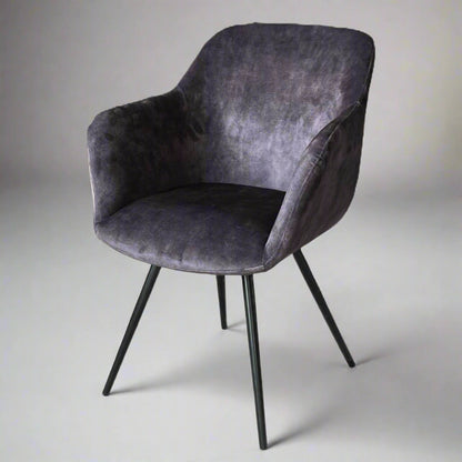 Verona Dining Chair Velvet Steel Charcoal in studio