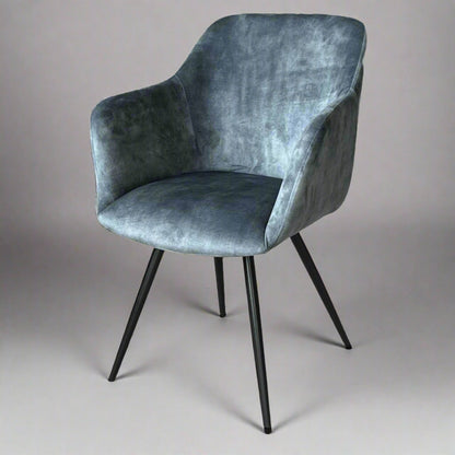 Verona Dining Chair Velvet Steel Moss in studio
